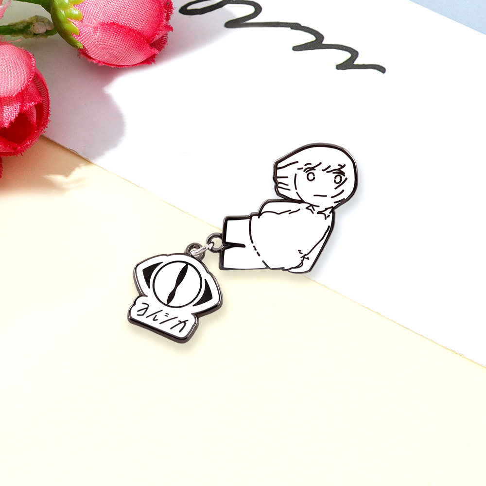 Yorushika Band Logo Badge Funny Simple Drawing Character Badge Cartoon Black and White Brooch Fan Gift