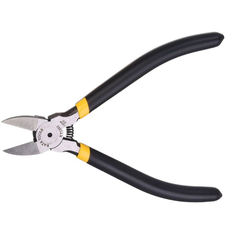 Alicates de boquilla genuinos Alicates diagonales de alta dureza de 6 pulgadas Alicates de corte de alambre de electricista Alicates de deflexión de punta oblicua de acero al cromo vanadio de grado industrial