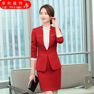 酒店前台服务员工作服长袖女秋冬职业西服套装女餐饮收银经理工装