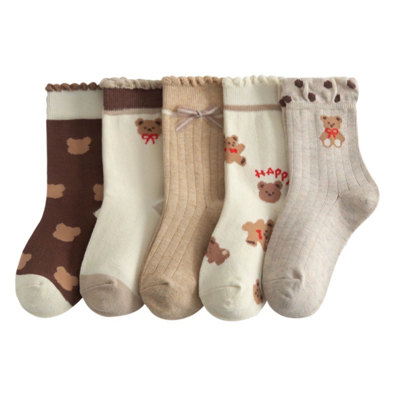 [Новые Популярные] Детские носки для девочек, осенне-зимние носки до середины икры с героями мультфильмов, модные весенне-осенние детские носки в стиле преппи