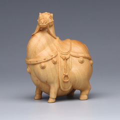 Mexican Cypress Wood Carving Donkey Craft Ornament Living Room "Horse Comes to Success" Bar Cabinet Entrance Decoration Opening Gift