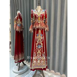 Heavy Industry Xiuhe Clothing 2024 New Wedding New Chinese Wedding Clothing High-end plus size Phoenix Crown Cabernet Cabernet Clothing Koi