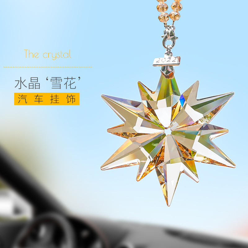 Car Accessories Car Rearview Mirror Crystal Pendant Charm Peace and Happiness Famous Internet Celebrity Car Interior Decoration