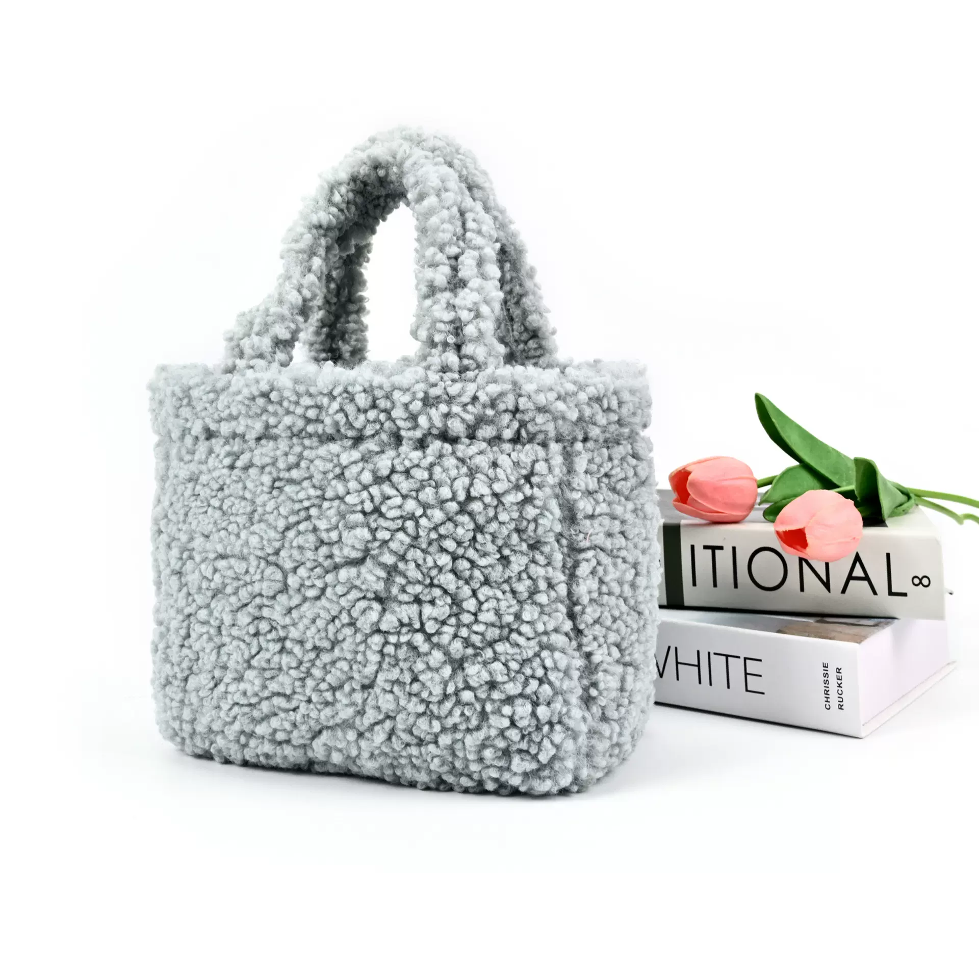 羊羔绒手提小方包包女秋冬新款纯色单肩腋下包大容量毛绒托特女包