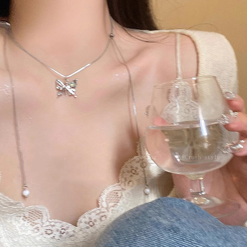 多種戴法~蝴蝶流蘇鎖骨鏈女ins冷淡風高級感配飾溫柔氣質網紅項鍊