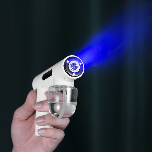Ultraviolet Blue Light Disinfection Gun, Wireless, Rechargeable, Alcohol-Fueled Portable Handheld Electric Blue Light Atomizer Disinfection Device