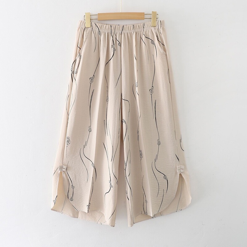 2026 Summer New Style Commuter Women's Mom-Style Cropped Wide-Leg Pants, Loose High-Waisted Plus Size 100kg with Pockets
