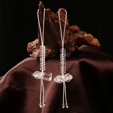 水晶雕刻定 制天然白水108颗手链配饰配件装饰一对莲花绳子项链