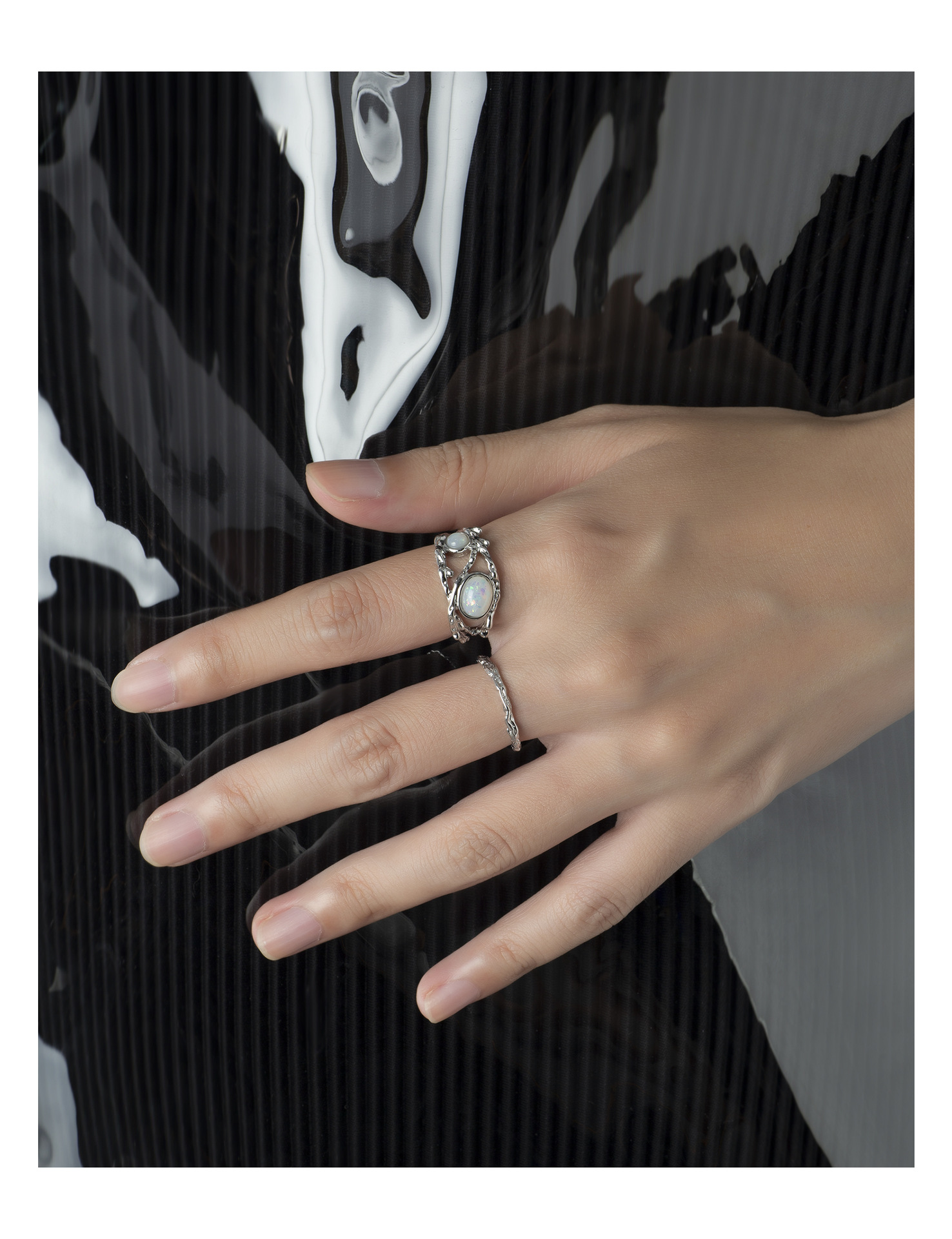 Fashion Geometric Copper Plating Artificial Gemstones Rings 1 Piece