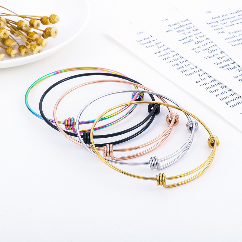 Manufacturer Wholesale Adjustable Stainless Steel Bracelet with 1.4mm Coil, Multi-Color Women's Style Manufacturer Wholesale Adjustable Stainless Steel Bracelet with 1.4mm Coil, Multi-Color Women's Style