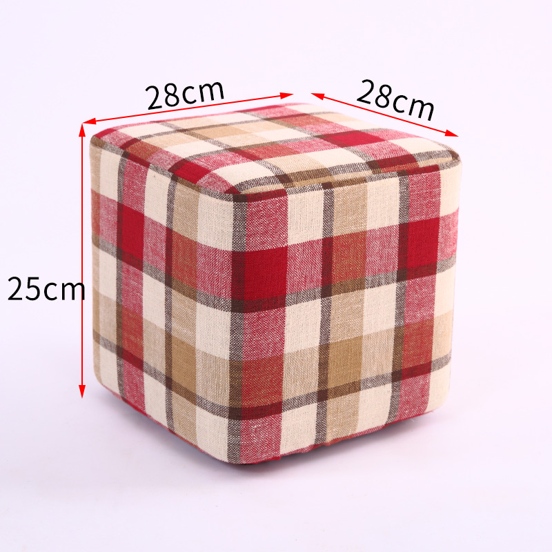 Taburete de tela de madera maciza para cambiar zapatos Taburete de moda Taburete de sofá creativo Taburete de mesa de centro Taburete redondo Taburete de banco pequeño para el hogar