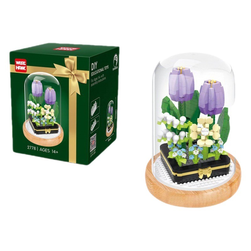 Bloque de construcción flor regalo de vacaciones Día del maestro Día de la madre asamblea al por mayor Día de la mujer recomendar bloque de construcción juguete regalo de niña