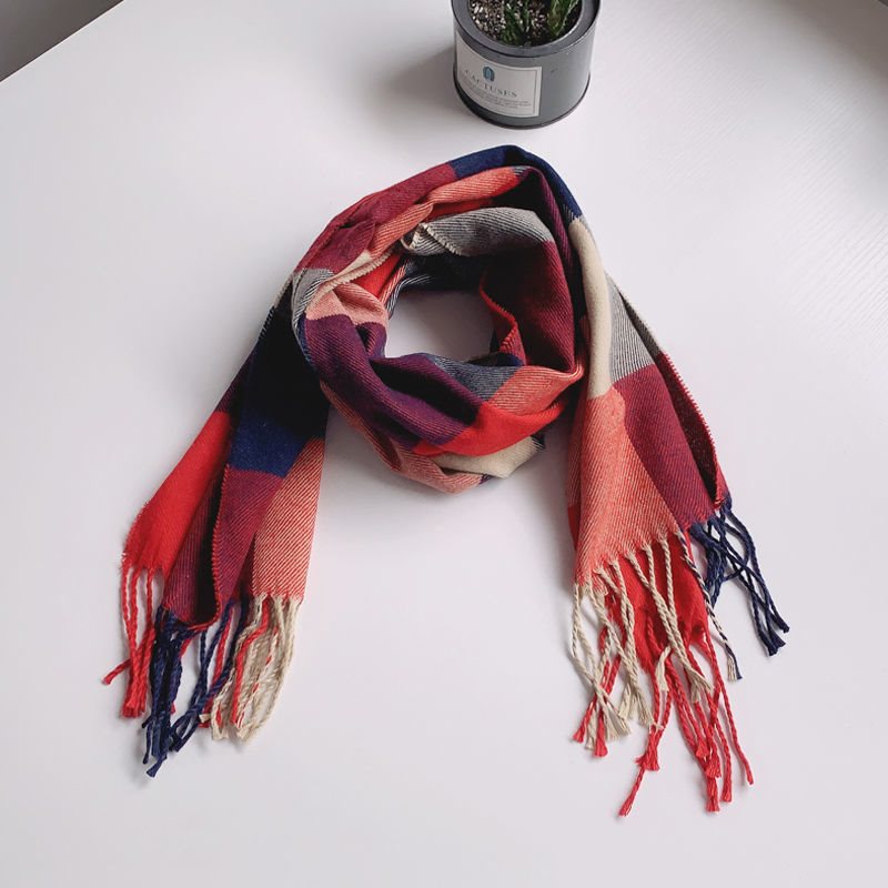 Baby autumn children's classic plaid scarf for boys and girls, tassel extended scarf, winter_voghion.com