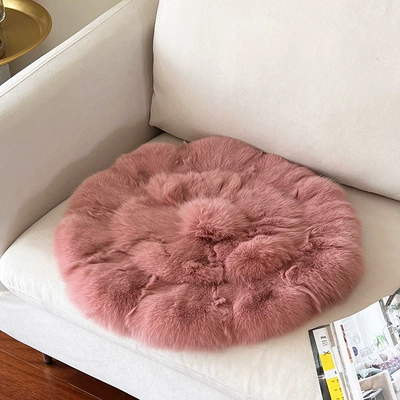 Car Carpet – Carpet - pink-natural-fox-fur-approximately-48cm-in-diameter-cushion