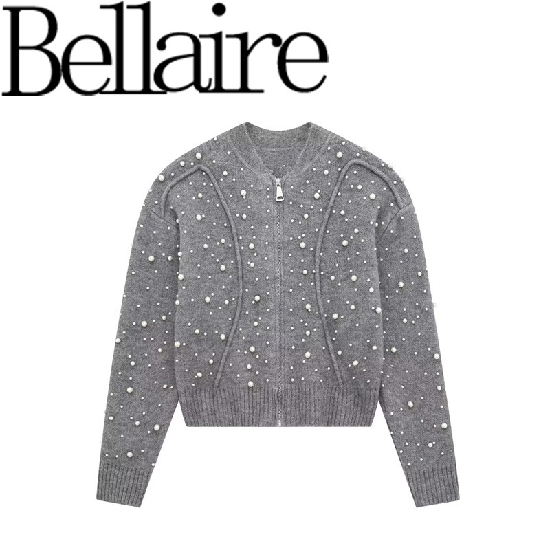 Za Export Wholesale European and American Style Artificial Pearl Knitted Bomber Jacket Z9598197 809