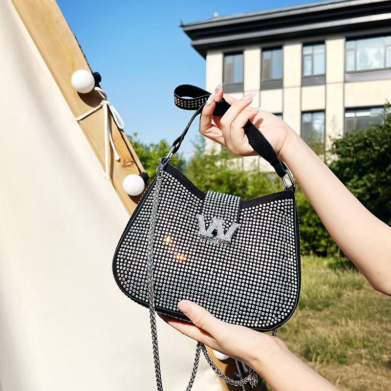 Sac À Main Bandoulière Élégant Avec Ornements Strass Et Fermoir_voghion.com