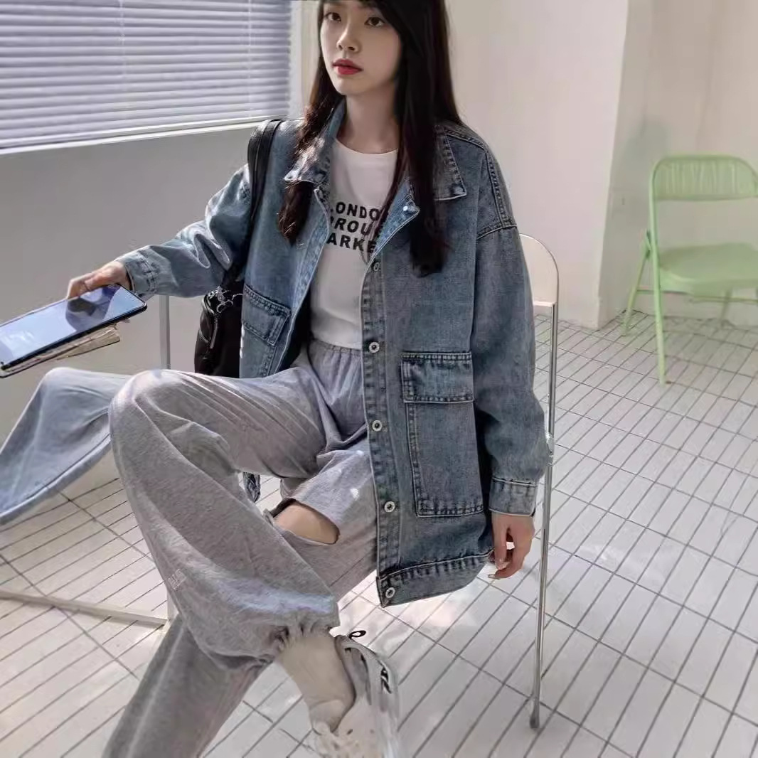여성용 레트로 데님 재킷 2026년 가을 겨울 신상 디자인 루즈핏 스타일리쉬 워크웨어 재킷 트렌디하고 다용도로 활용 가능