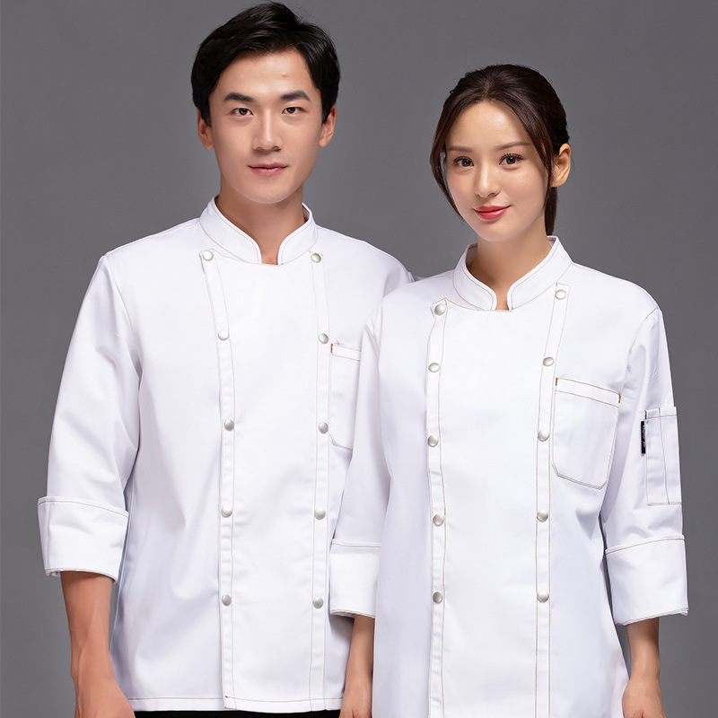 秋冬季长袖厨师工作服定制男加厚餐饮酒店火锅饭店中餐厅工衣套装