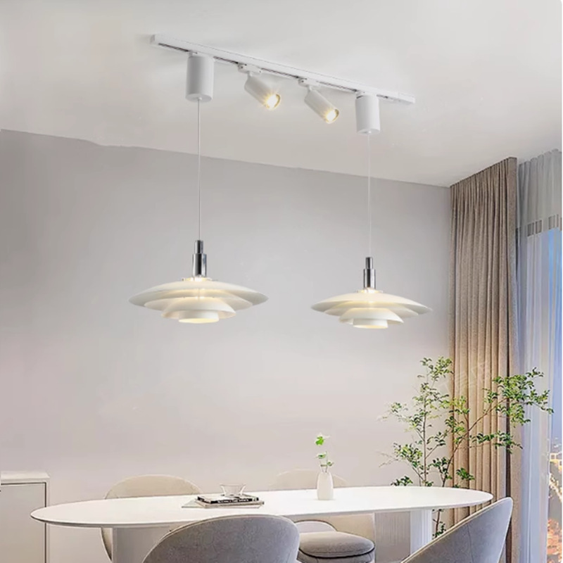 Nordic Modern Minimalist Creative Dining Room Dining Table Dining Room Track Removable Track Flying Saucer Lamp Chandelier Can Be Lifted