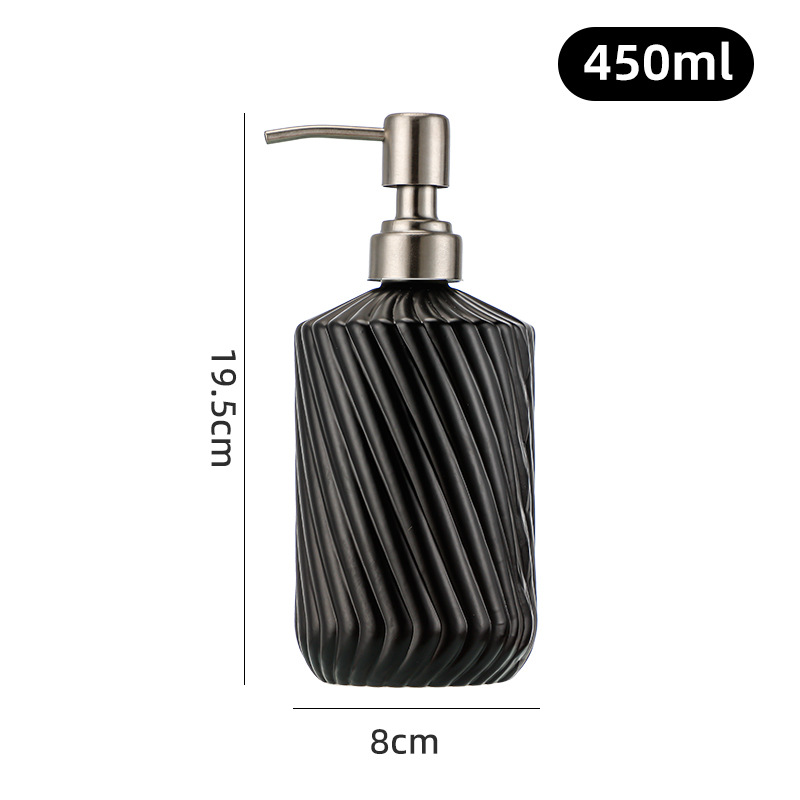 450ml; Twill negro sólido + cabezal de bomba de acero inoxidable