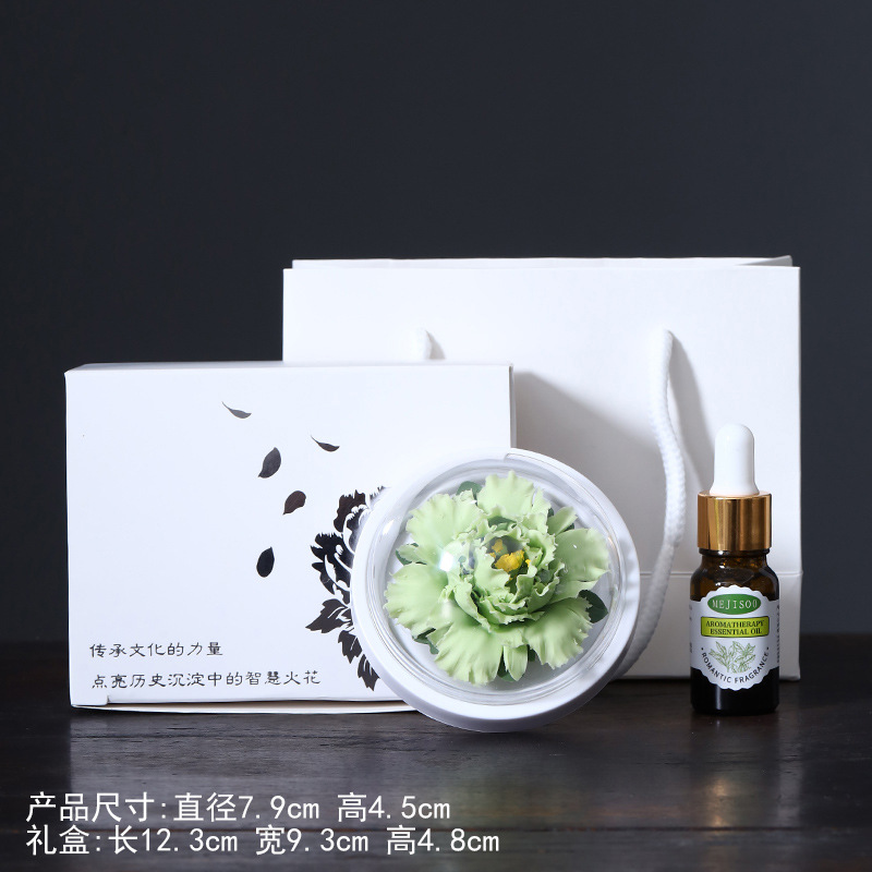 皓塵手作り磁器花香薫拡香器陶磁器手作りつまみ花牡丹花置物高級客先のお土産