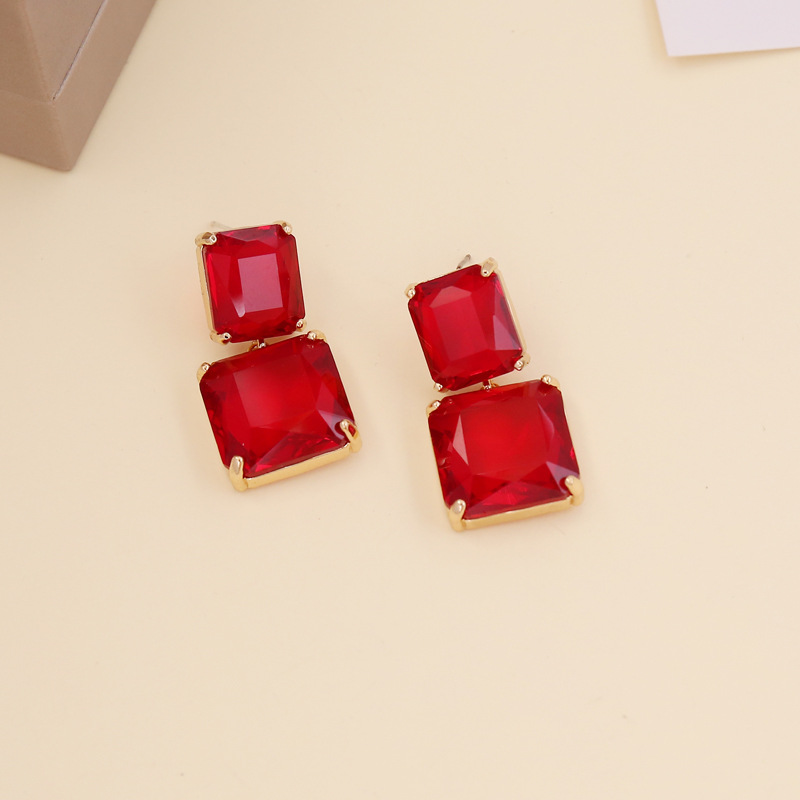 1 Pair Quantity 1 Pair Casual Simple Style Geometric Glass Copper Glass Drop Earrings