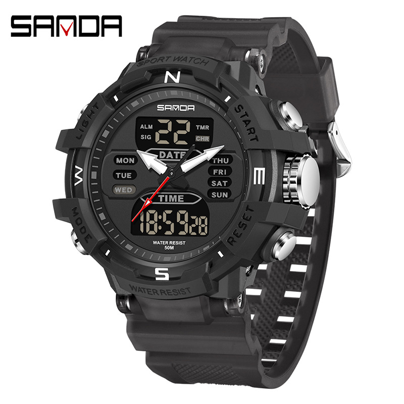 SANDA moda moda reloj electrónico pareja multifunción cuenta regresiva cronómetro deportivo impermeable