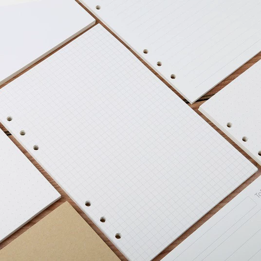 Запасные листы для блокнота A5A6, внутренние страницы, квадратные горизонтальные линии, пустой план, блокнот