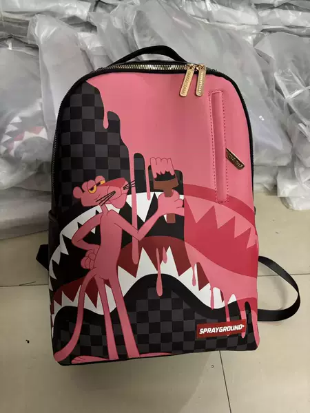 Cross-Border Exclusive Supply of Shark Pink Panther Backpacks, Cartoon Graffiti Casual Backpacks, Student School Bags, Large-Capacity Trendy Bags