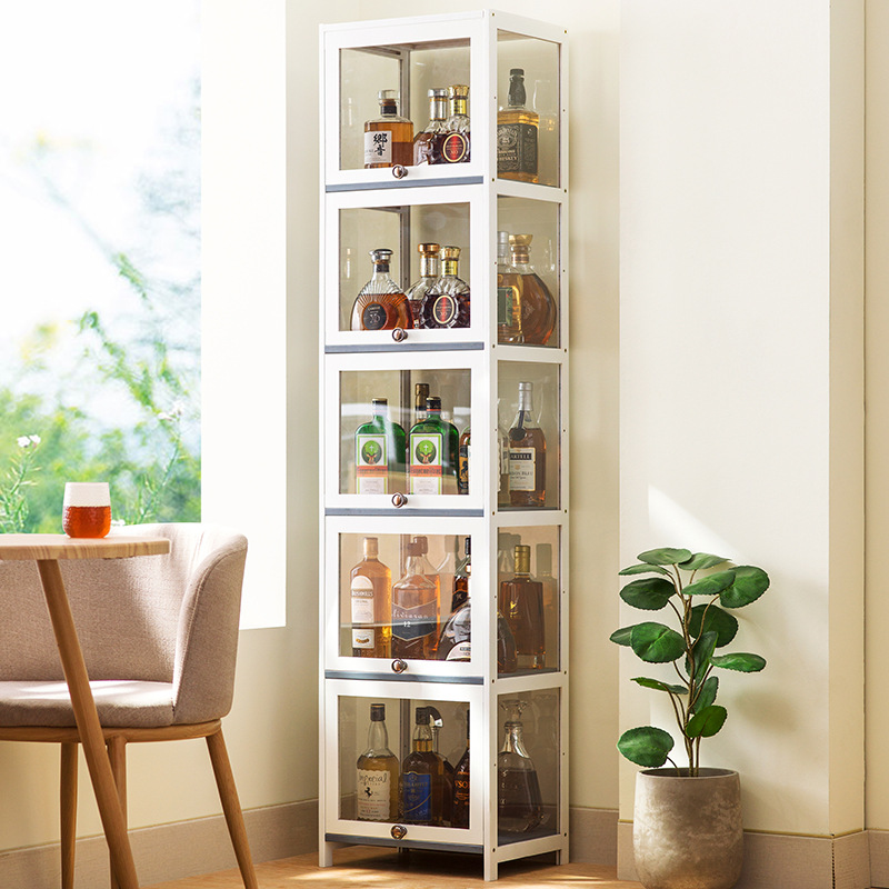 Wine Cabinet Display Cabinet Modern Simple Sideboard Internet Celebrity Small Wine Rack European Style Wall-Mounted Living Room Solid Wood Storage Rack Home