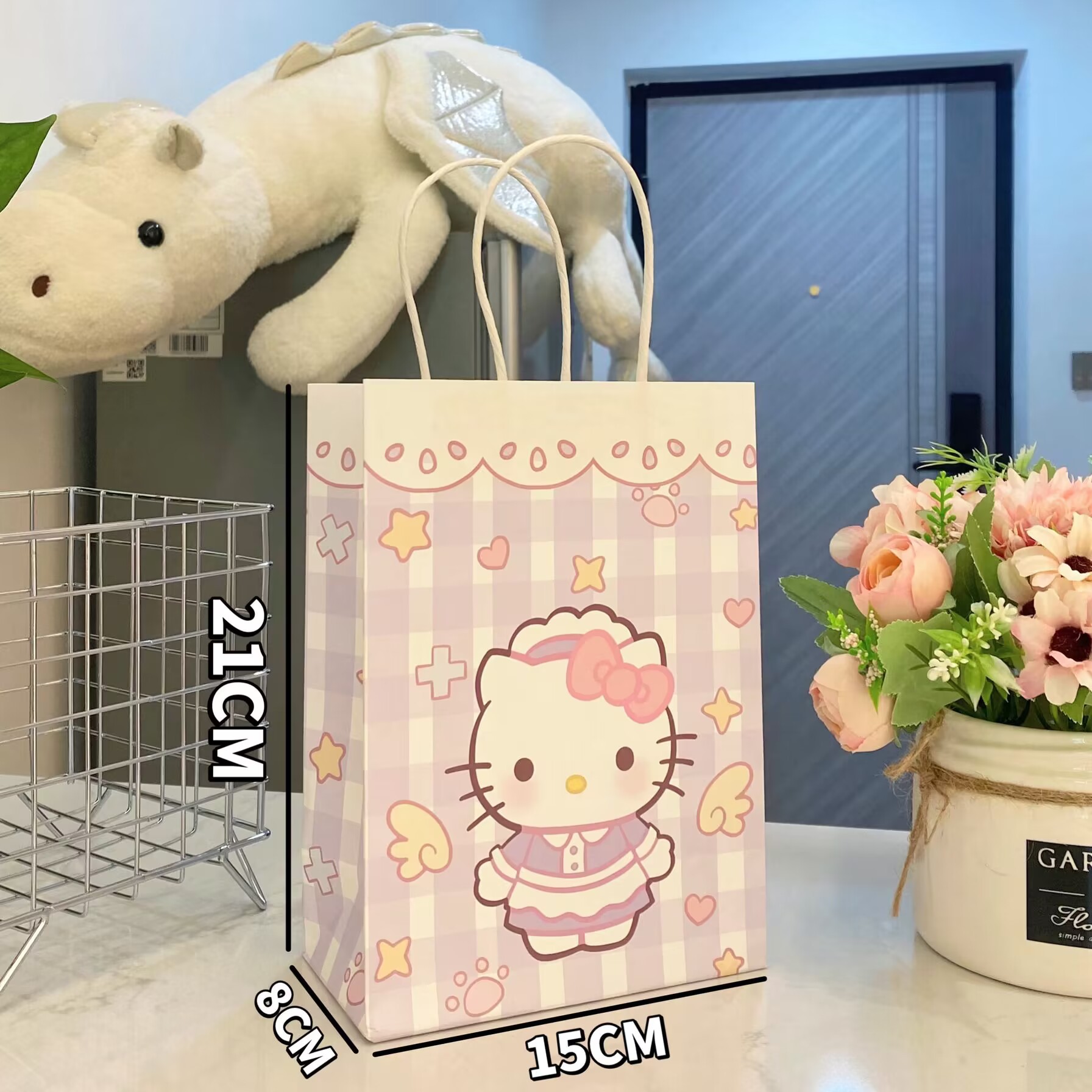 체크무늬 KT, 화이트 소가죽, 스몰 사이즈 15*8*21 cm (특정 사이즈는 사진 참조)