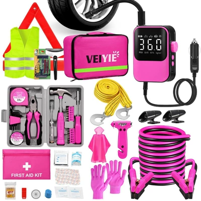 Car self-driving tour outdoor equipment and supplies, car first aid kit, rescue kit, emergency tool box set, portable emergency kit (Kempinq və səyahət) - set