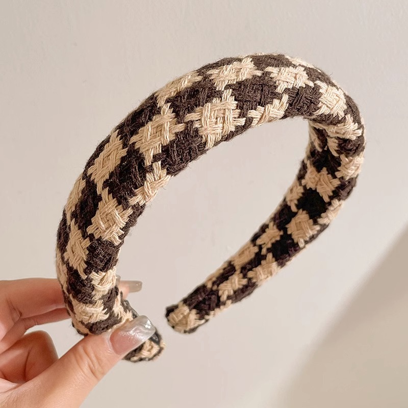 Otoño e Invierno Internet celebridad nueva diadema marrón femenino alto cráneo superior horquilla pelo de ala ancha pelo paquete presionando headwear lavado de cara diadema al por mayor