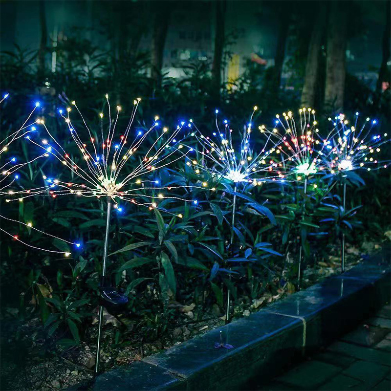 Manufacturer's new solar copper wire fireworks lamp pastoral waterproof courtyard lawn decoration starry sky atmosphere light