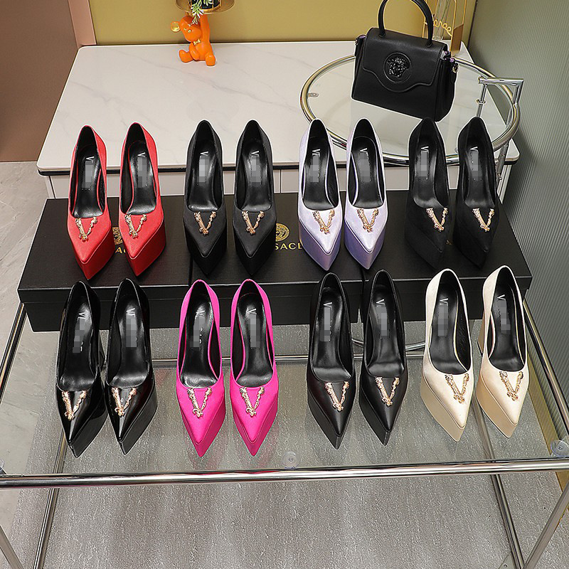 Fashion platform high heels 2024 new silk metal V buckle increased 14.5cm shoes pointed leather outsole