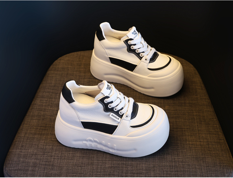 Giày sneaker nữ đế dày tăng chiều cao, mũi đầu to phong cách thể thao — ngọc trai trắng chi tiết 5