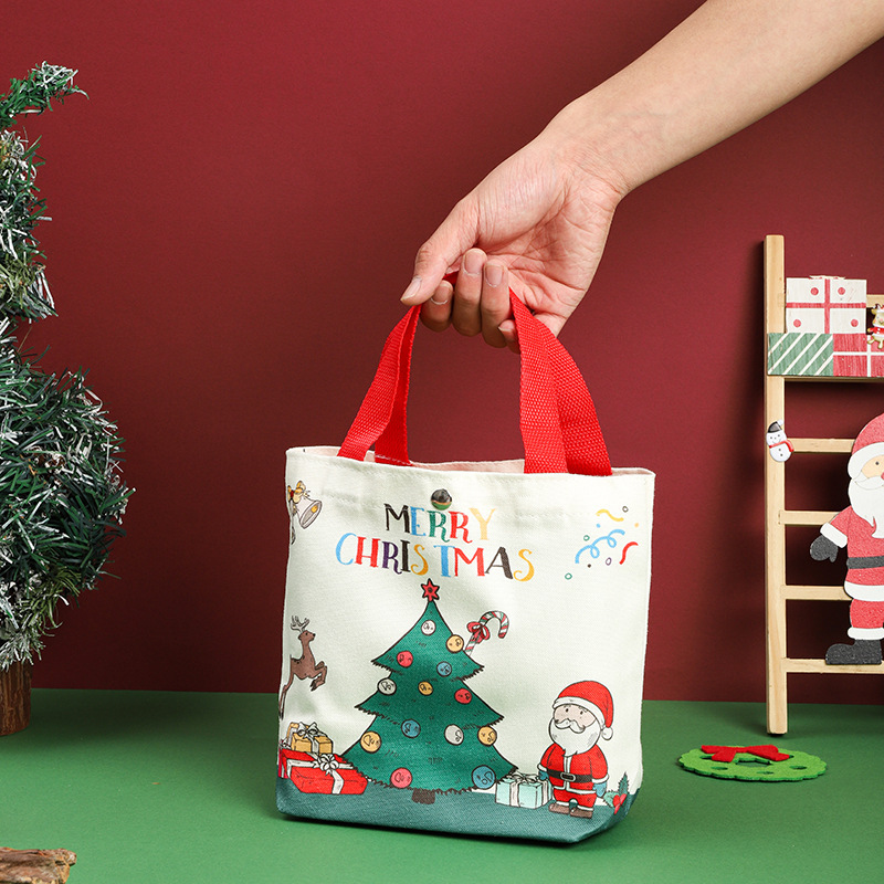 クリスマスのギフトバッグのプレゼント袋のキャンバスバッグのクリスマスイブの手提げ袋のキャンディーのリンゴのハンドバッグの人気商品|undefined