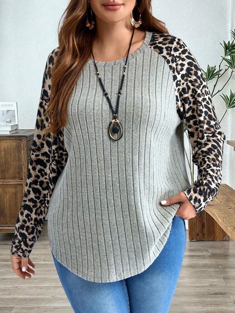 2024 otoño y invierno nuevo estilo de ropa de mujer europea y americana estación independiente Amazon venta caliente estampado leopardo clásico empalme agujero chaqueta de manga larga image 6