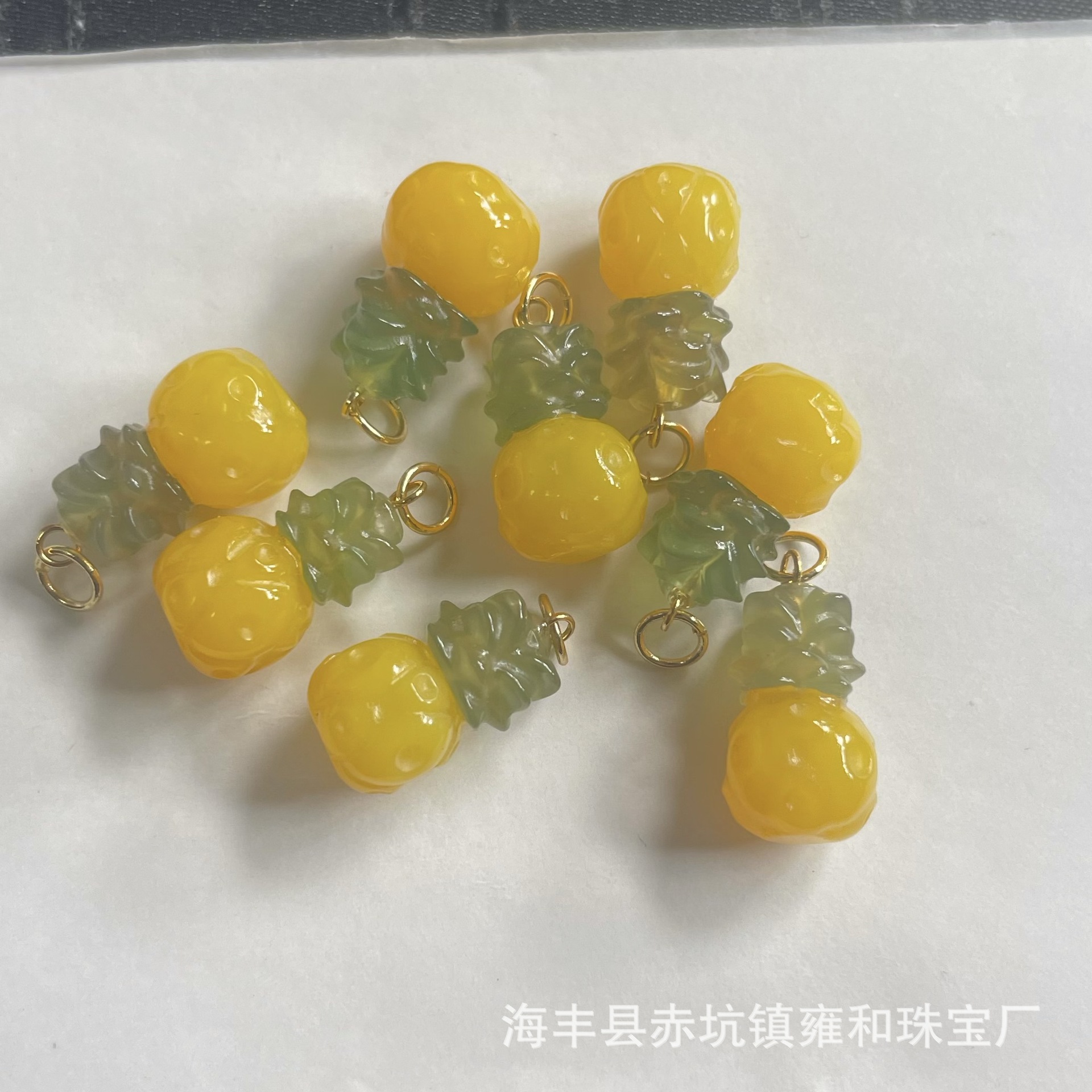 (2개) 노란색 마노 칼세도니 파인애플 펜던트 마노 파인애플 펜던트 목걸이 액세서리 작은 펜던트 작은 슬립