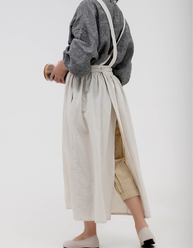 Amazon ins Korean version cotton and linen apron extra long Nordic style art manicure milk tea baking bib printed with LOGO