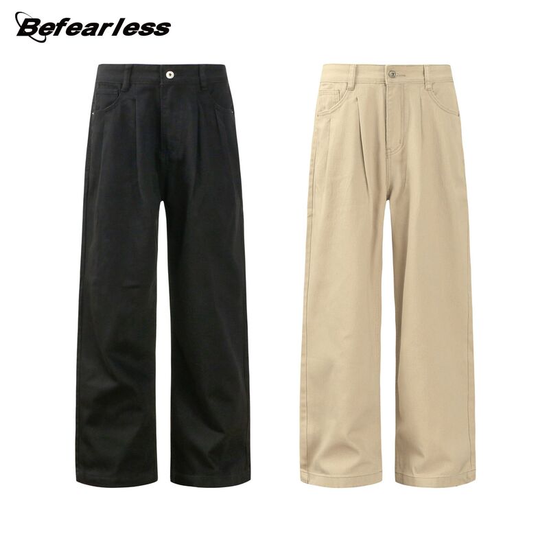 American Style Trendy Brand Wash Straight-Leg Wide-Leg Tooling Pants for Men's and Women's Japanese Style Basic All-Match Profile Mopping Casual Pants