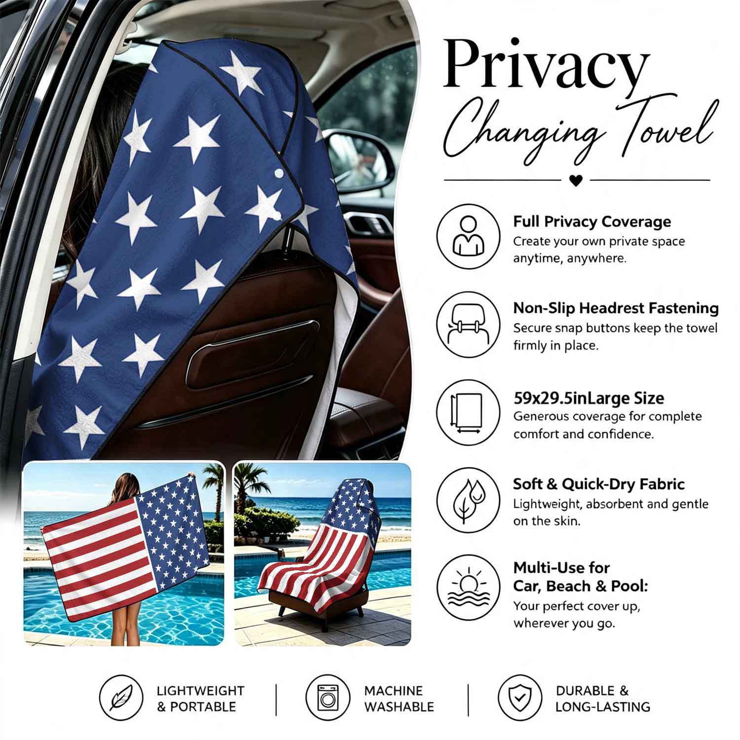 2-piece dual-use car seat cover, ultra-fine fiber, can be used as a beach towel, printed car protective seat cover 13