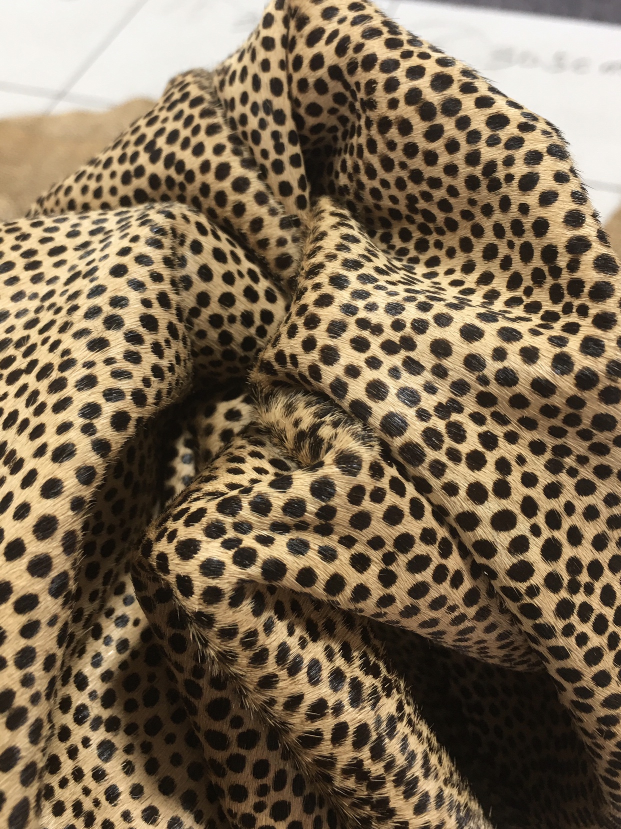 G17326小花豹纹马毛皮毛一体真皮手工DIY皮料1.1软箱包鞋靴皮具