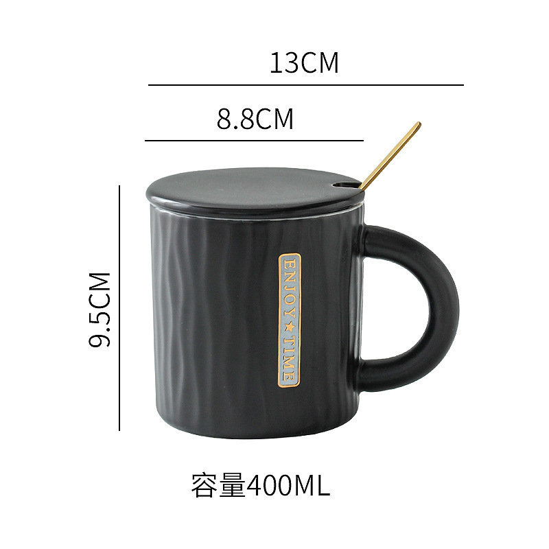 Taza de cerámica de gran capacidad taza de agua de alto aspecto con cuchara de tapa taza de bebida de jugo para hombres y mujeres taza de oficina en casa