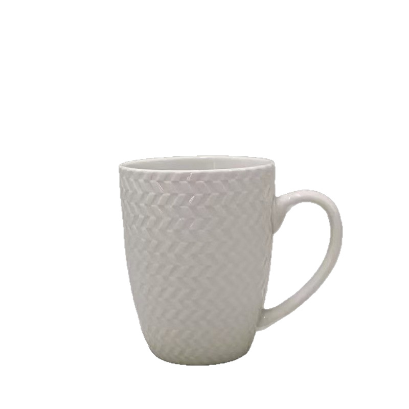 Taza de cerámica blanca pura simple taza de relieve taza de café taza de leche de gran capacidad taza de agua de oficina image 6