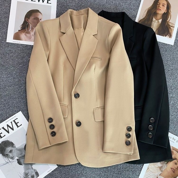 Khaki Suit Jacket for Women 2025 Spring & Fall New Season Elegant Small Fragrant Style Suit Top for Women