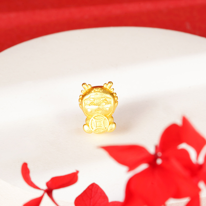 Arena antigua oro Zodiaco dragón DIY accesorios de joyería tridimensional imitación oro 3D afortunado lindo dragón cien accesorios a juego al por mayor