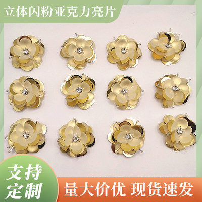 立體閃粉亞克力亮片胸花鞋頭花配件輔料手工釘珠片畫框裝飾花朵