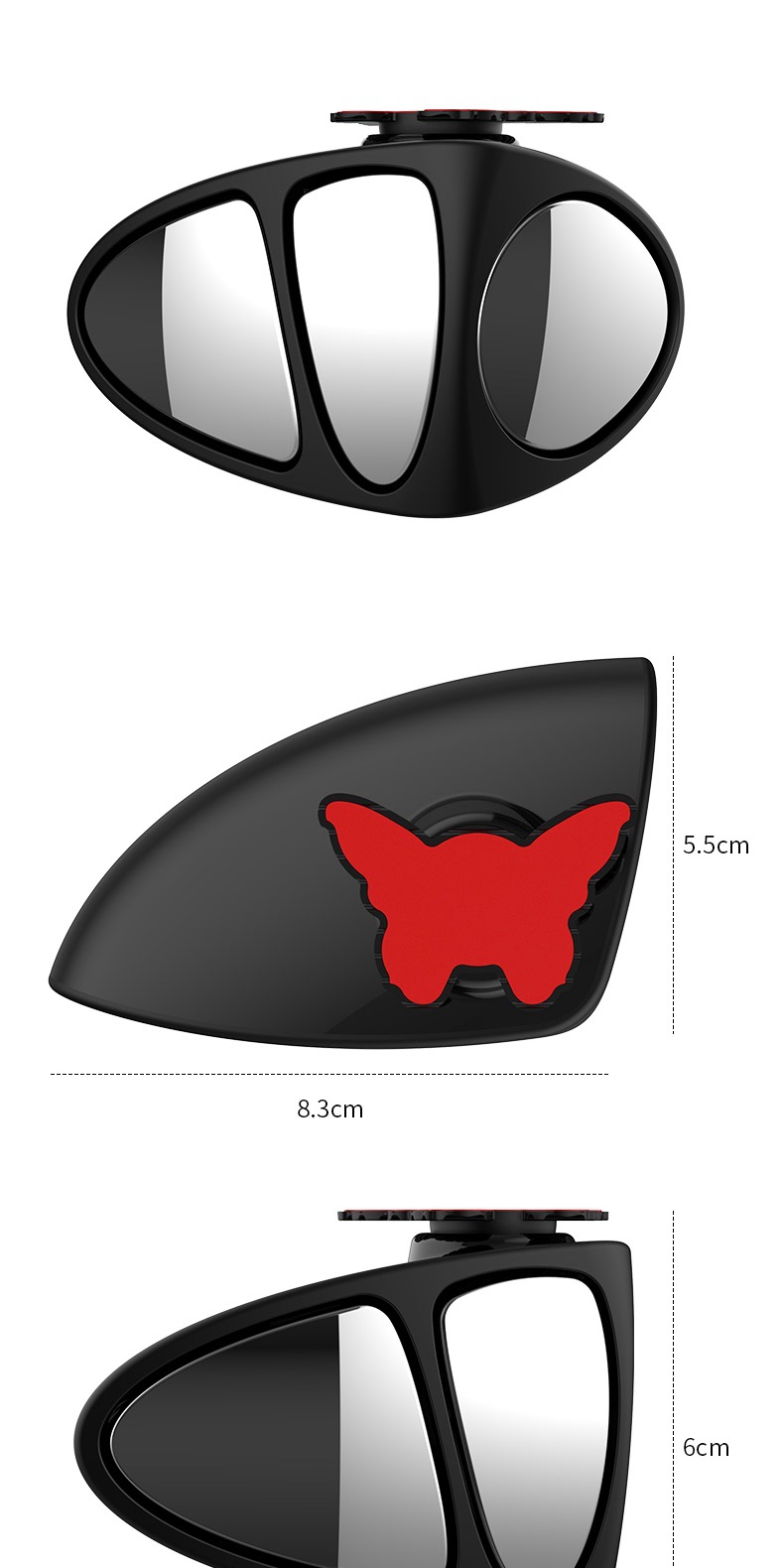 Car Rearview Mirror Small Round Mirror 360-Degree Blind Spot Reflective Auxiliary Mirror Multifunctional Front and Rear Wheel Reversing Tool