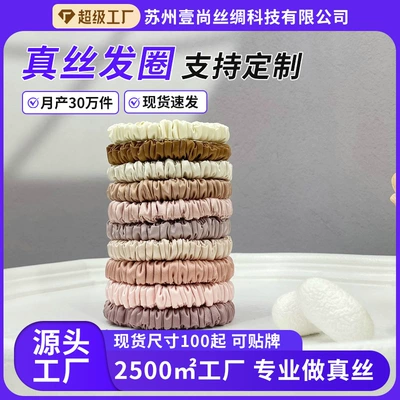19 Silk Hair Ties 1cm Hair Flower Fashion Hair Rope Mulberry Silk Ponytail Holder Trendy Elastic Band
